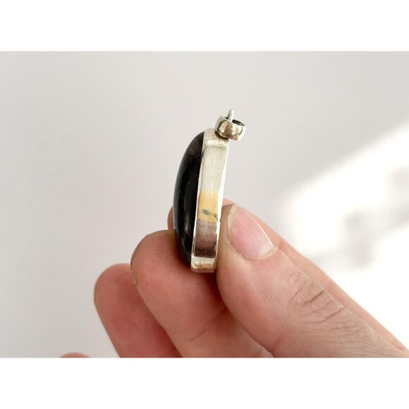 Labradorite XL Gemstone Bezel Set Sterling Silver 925 Vintage Statement Pendant - Picture 9 of 10